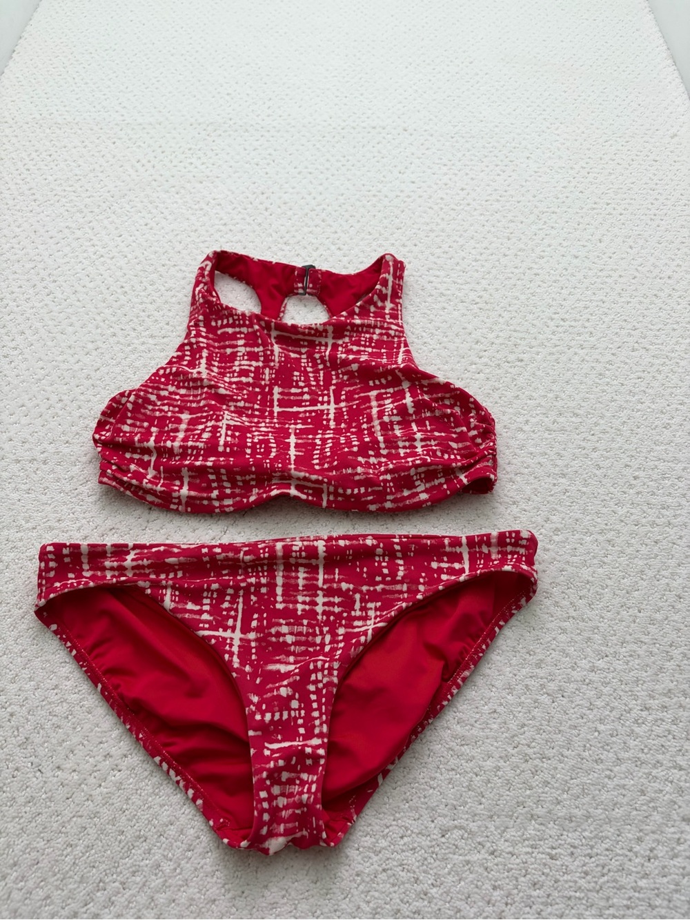 ATHLETA Women’s Red Patterned Two-Piece Swim Set Medium 36 B/C